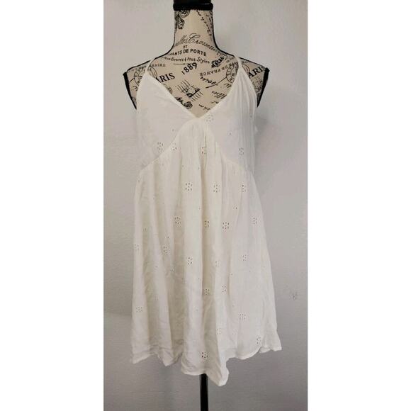 Oneill Babydoll Mini DressSz Medium Eyelet Lined Cottage Boho Beachy Vacation - Picture 2 of 11